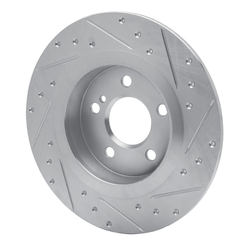 Mercedes-Benz SLC300 Brake Rotor (1) - Rear Left - R1 Concepts - Drilled & Slotted - Silver - `12-`20